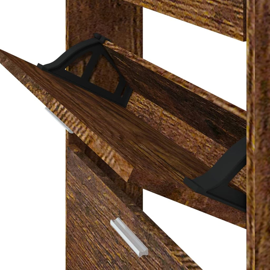 Schoenenkast 59x17x150 cm bewerkt hout gerookt eikenkleurig 59 x 17 x 150 cm Gerookt eiken