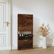Schoenenkast 59x17x150 cm bewerkt hout gerookt eiken