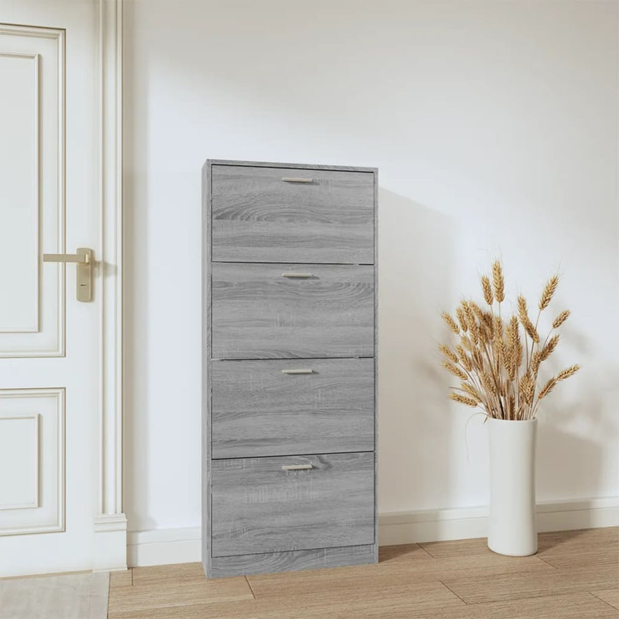 Schoenenkast 59x17x150 cm bewerkt hout grijs sonoma 59 x 17 x 150 cm Grijs sonoma