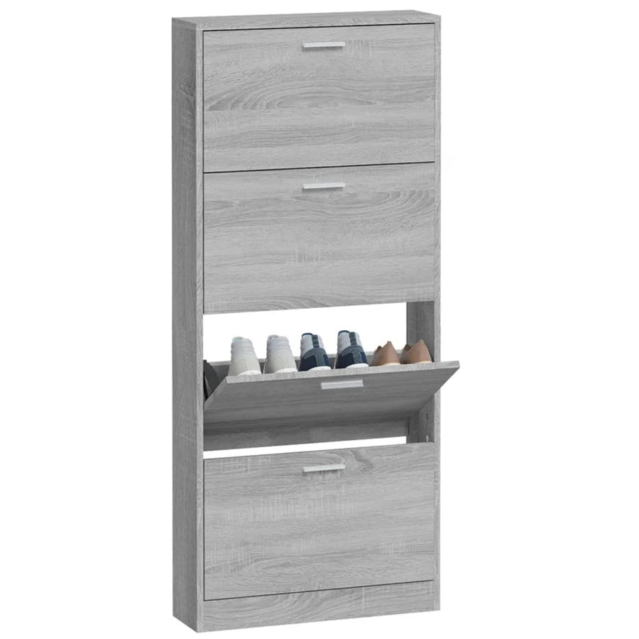 Schoenenkast 59x17x150 cm bewerkt hout grijs sonoma 59 x 17 x 150 cm Grijs sonoma