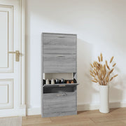 Schoenenkast 59x17x150 cm bewerkt hout grijs