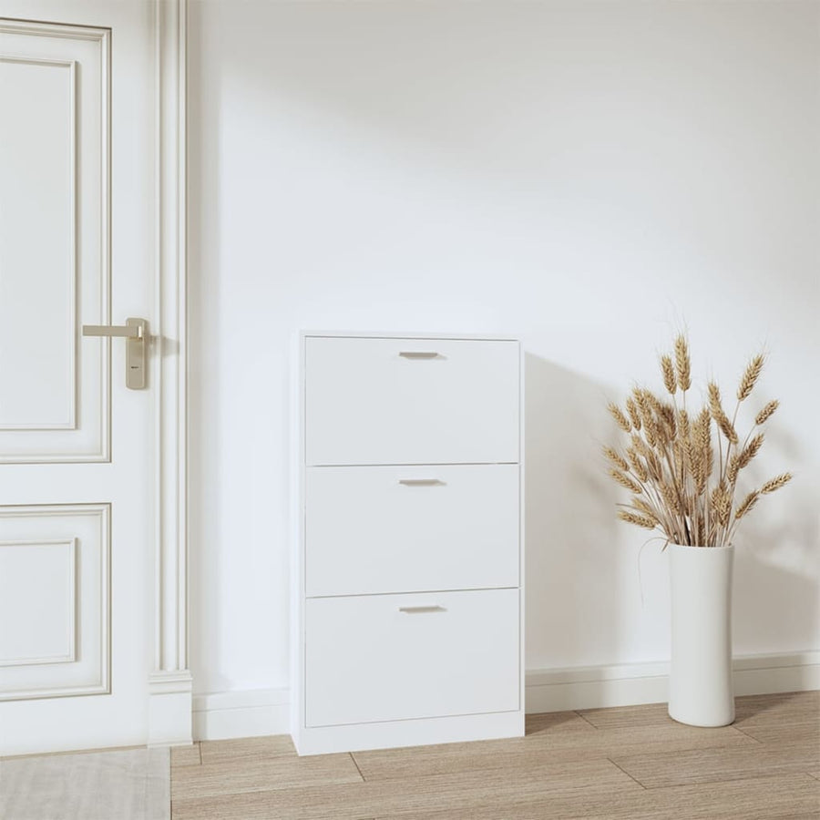 Schoenenkast 59x17x108 cm bewerkt hout wit 59 x 17 x 108 cm Wit