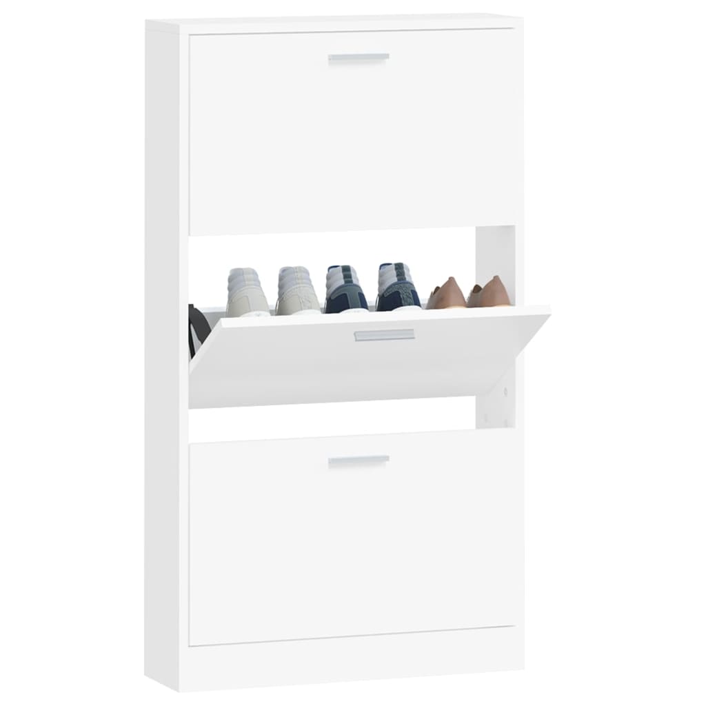 Schoenenkast 59x17x108 cm bewerkt hout wit 59 x 17 x 108 cm Wit