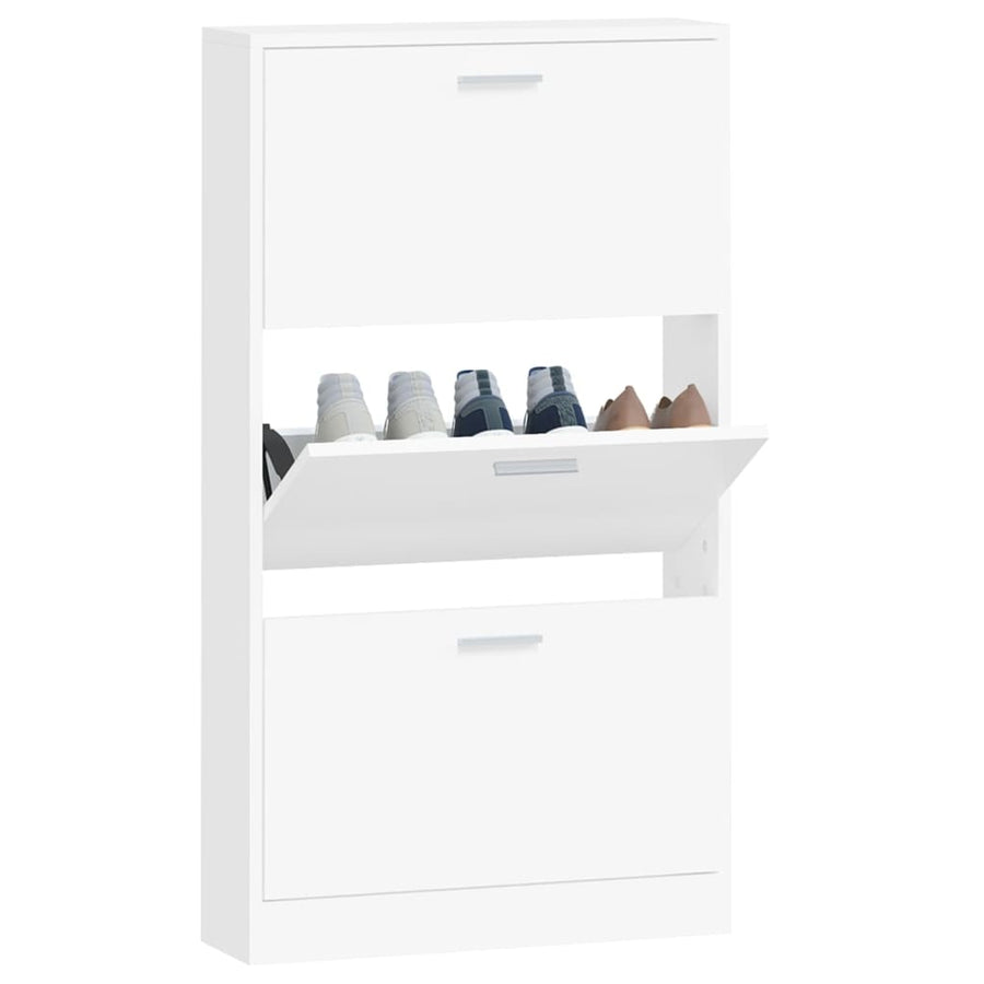 Schoenenkast 59x17x108 cm bewerkt hout wit 59 x 17 x 108 cm Wit
