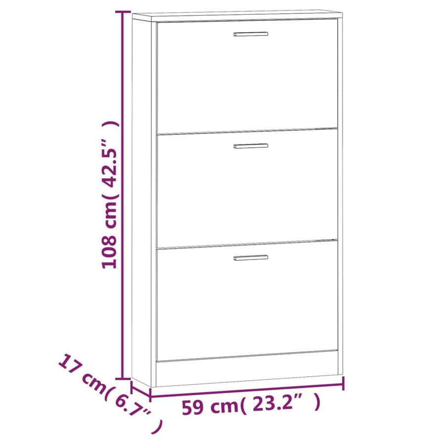 Schoenenkast 59x17x108 cm bewerkt hout wit 59 x 17 x 108 cm Wit