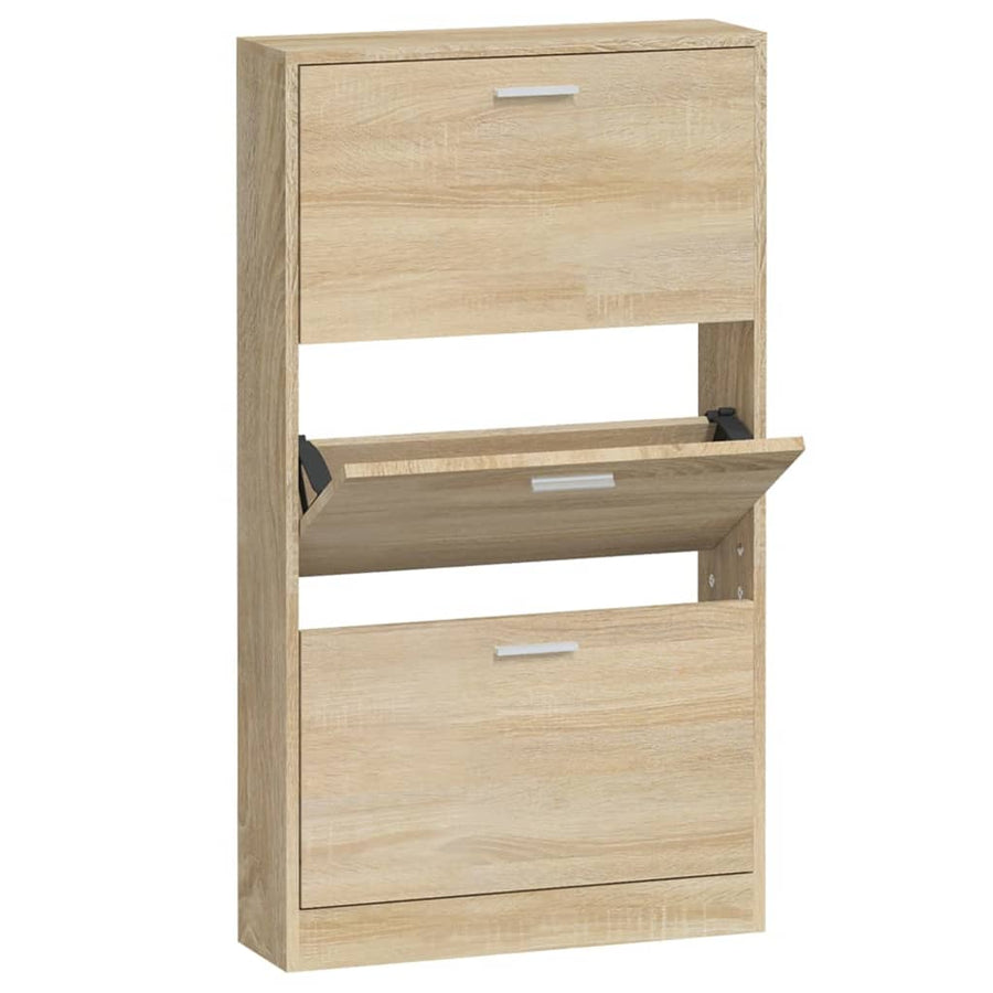 Schoenenkast 59x17x108 cm bewerkt hout eikenkleurig 59 x 17 x 108 cm Eiken