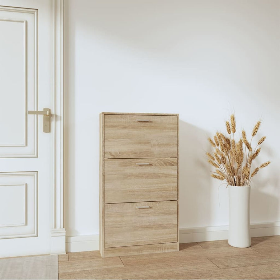 Schoenenkast 59x17x108 cm bewerkt hout eikenkleurig 59 x 17 x 108 cm Eiken