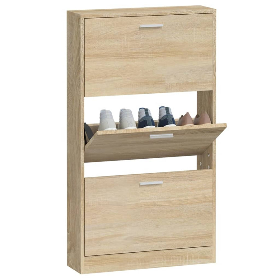 Schoenenkast 59x17x108 cm bewerkt hout eikenkleurig 59 x 17 x 108 cm Eiken