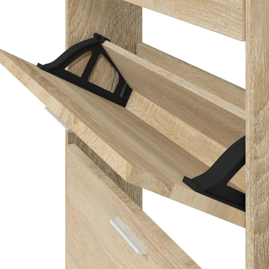Schoenenkast 59x17x108 cm bewerkt hout eikenkleurig 59 x 17 x 108 cm Eiken