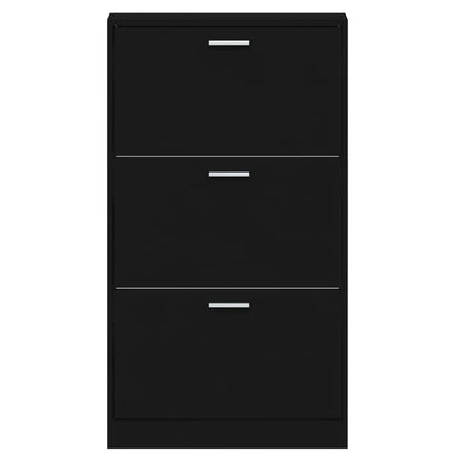 Schoenenkast 59x17x108 cm bewerkt hout zwart