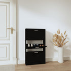 Shoe cabinet 59x17x108 cm engineered wood black