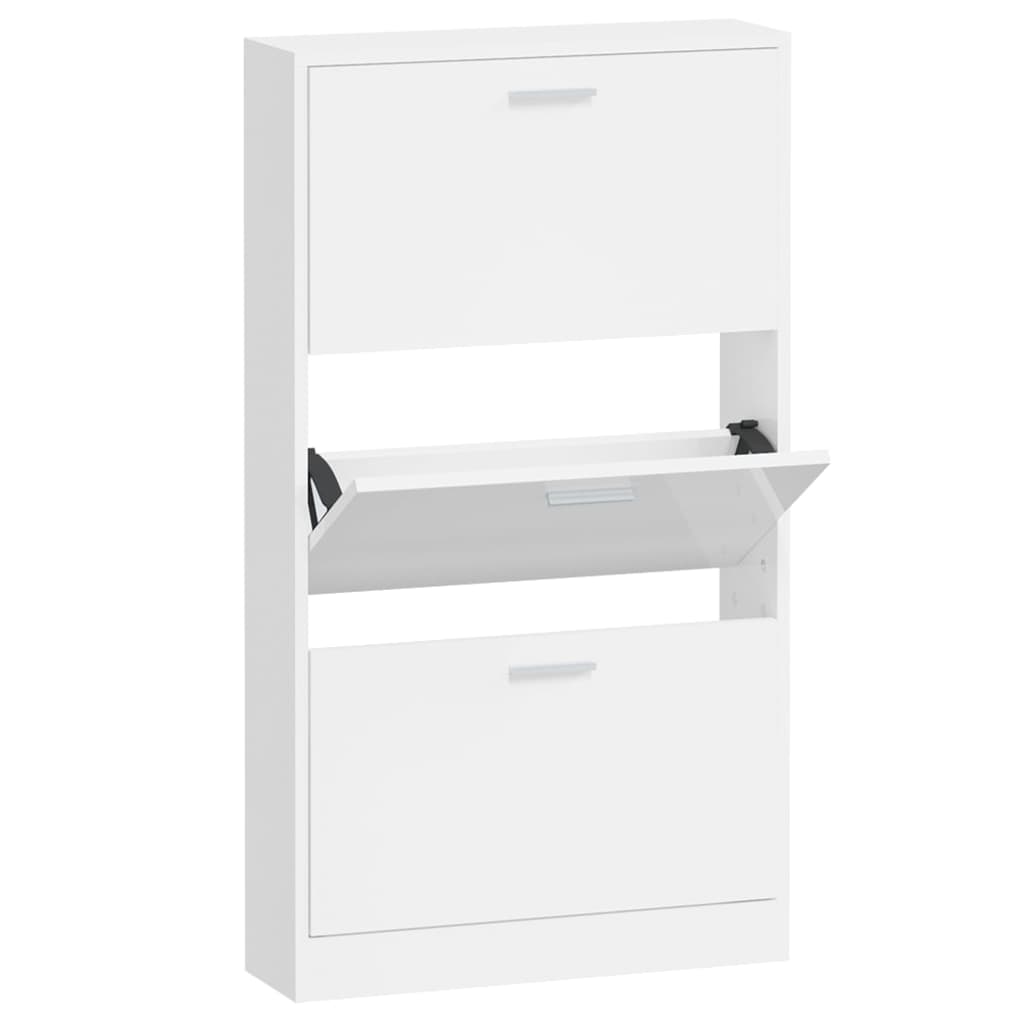 Schoenenkast 59x17x108 cm bewerkt hout hoogglans wit