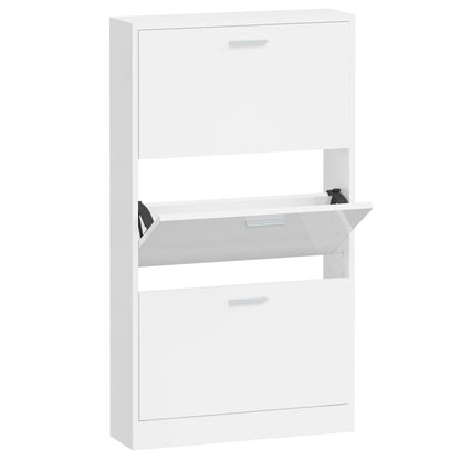 Schoenenkast 59x17x108 cm bewerkt hout hoogglans wit
