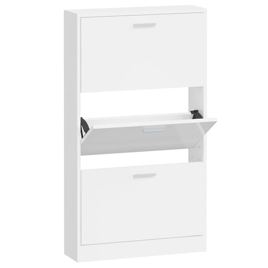 Schoenenkast 59x17x108 cm bewerkt hout hoogglans wit