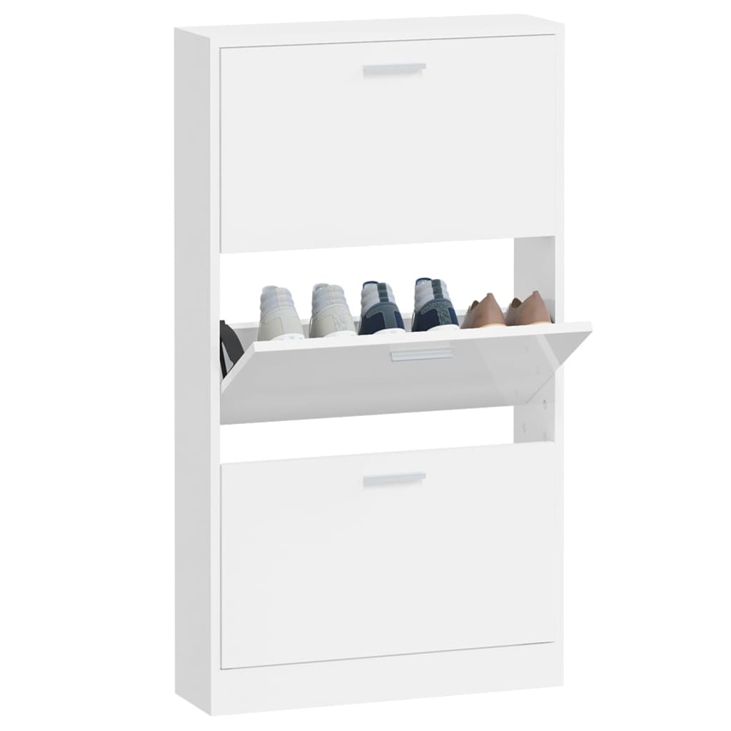 Schoenenkast 59x17x108 cm bewerkt hout hoogglans wit