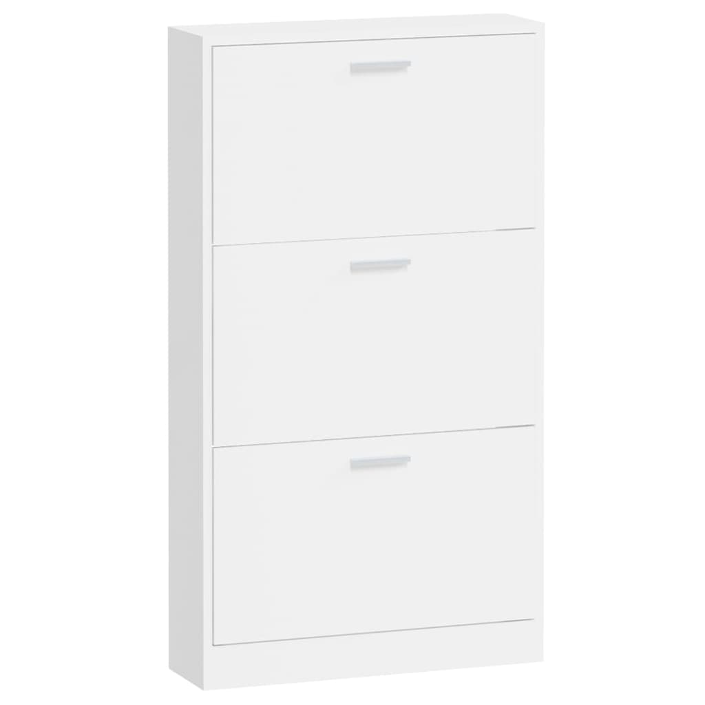 Schoenenkast 59x17x108 cm bewerkt hout hoogglans wit