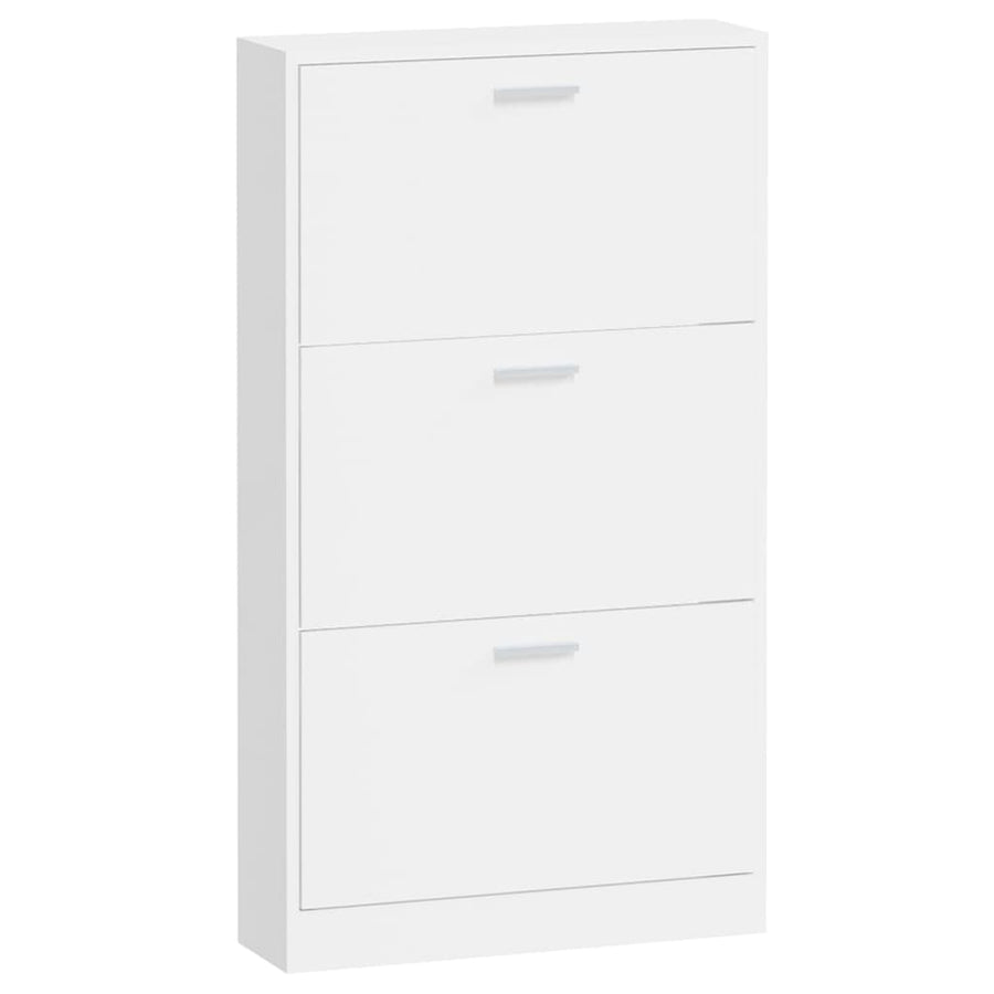 Schoenenkast 59x17x108 cm bewerkt hout hoogglans wit
