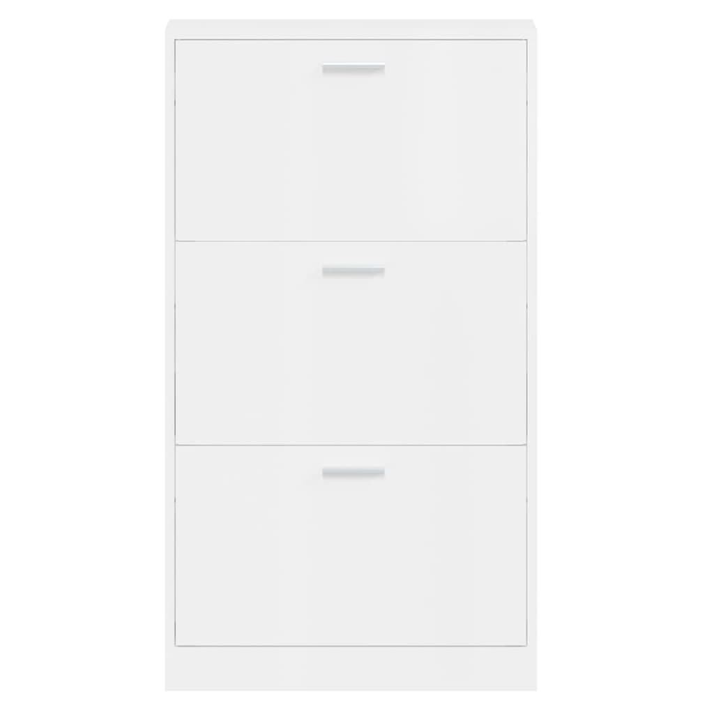 Schoenenkast 59x17x108 cm bewerkt hout hoogglans wit