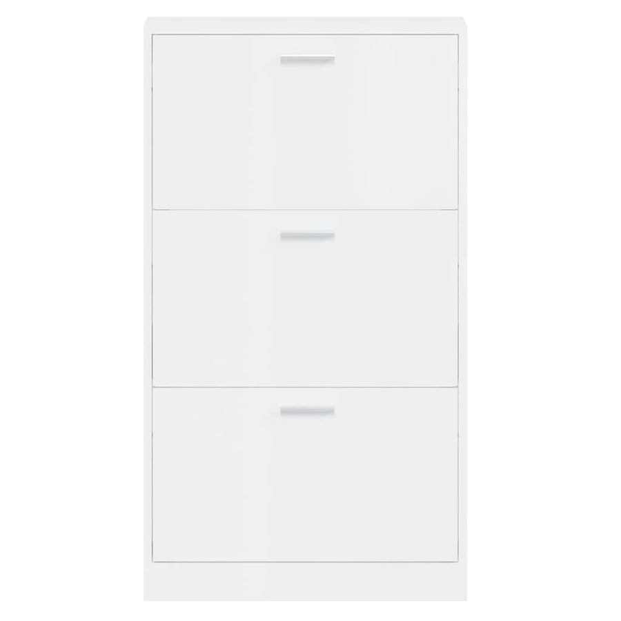 Schoenenkast 59x17x108 cm bewerkt hout hoogglans wit