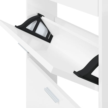 Schoenenkast 59x17x108 cm bewerkt hout hoogglans wit