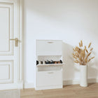Shoe cabinet 59x17x108 cm engineered wood high gloss white