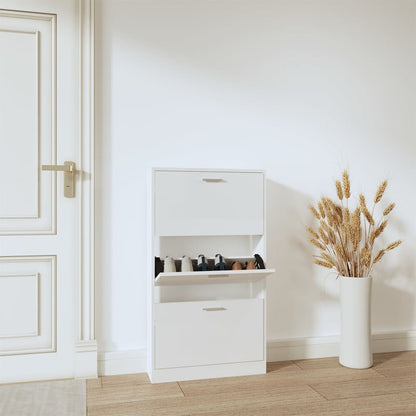 Schoenenkast 59x17x108 cm bewerkt hout hoogglans wit