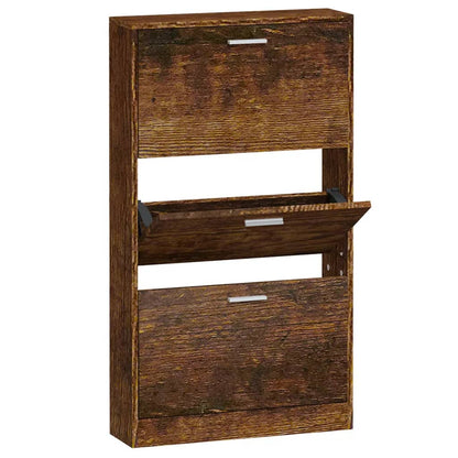 Schoenenkast 59x17x108 cm bewerkt hout gerookt eikenkleurig 59 x 17 x 108 cm Gerookt eiken