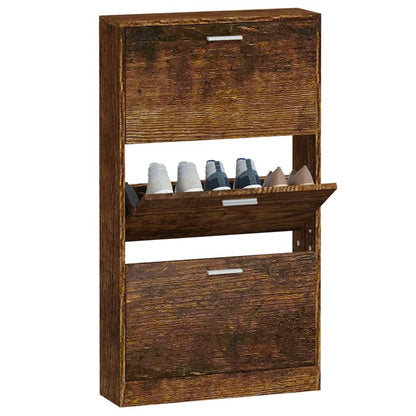 Schoenenkast 59x17x108 cm bewerkt hout gerookt eikenkleurig 59 x 17 x 108 cm Gerookt eiken