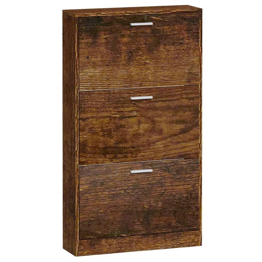 Schoenenkast 59x17x108 cm bewerkt hout gerookt eikenkleurig 59 x 17 x 108 cm Gerookt eiken