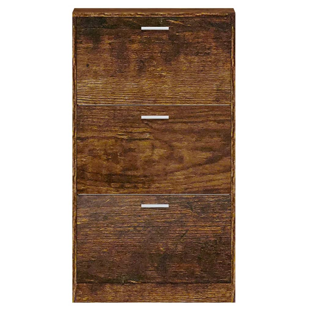 Schoenenkast 59x17x108 cm bewerkt hout gerookt eikenkleurig 59 x 17 x 108 cm Gerookt eiken
