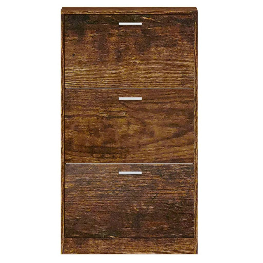 Schoenenkast 59x17x108 cm bewerkt hout gerookt eikenkleurig 59 x 17 x 108 cm Gerookt eiken