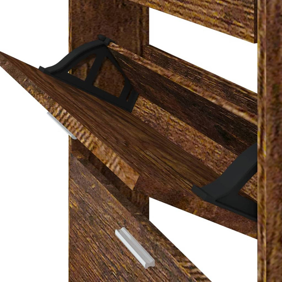 Schoenenkast 59x17x108 cm bewerkt hout gerookt eikenkleurig 59 x 17 x 108 cm Gerookt eiken