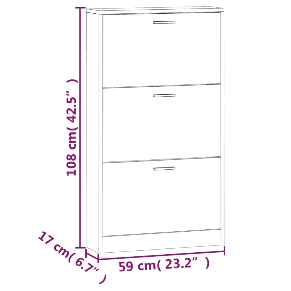Schoenenkast 59x17x108 cm bewerkt hout gerookt eikenkleurig 59 x 17 x 108 cm Gerookt eiken
