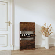 Schoenenkast 59x17x108 cm bewerkt hout gerookt eiken