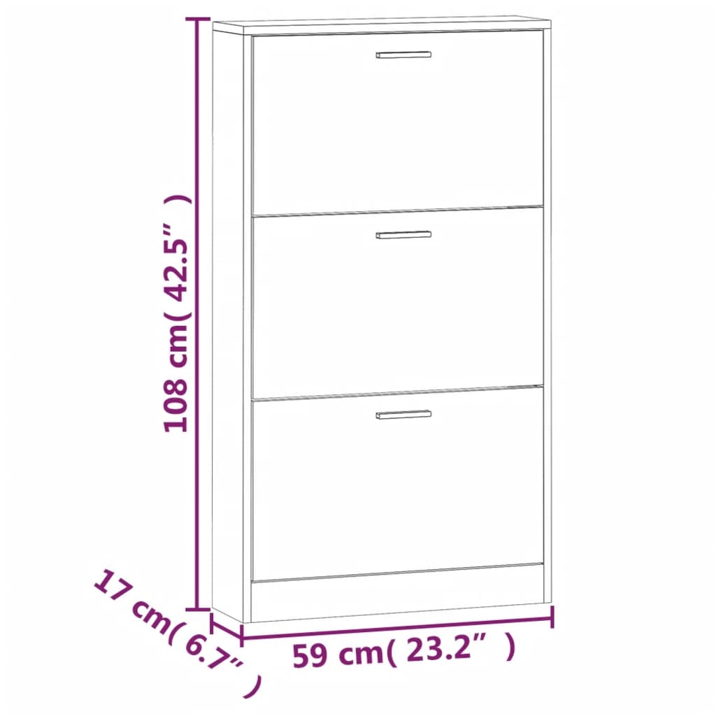 Schoenenkast 59x17x108 cm bewerkt hout grijs sonoma 59 x 17 x 108 cm Grijs sonoma