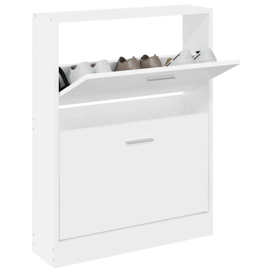 Schoenenkast 59x17x81 cm bewerkt hout wit 59 x 17 x 81 cm Wit