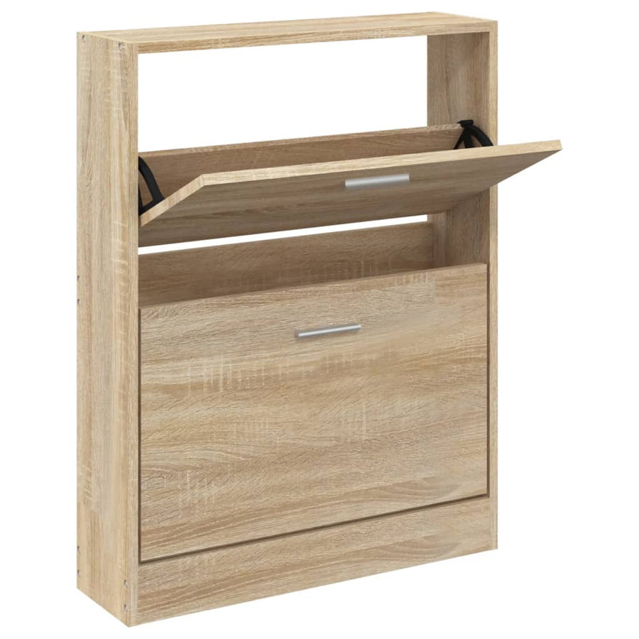Schoenenkast 59x17x81 cm bewerkt hout eikenkleurig 59 x 17 x 81 cm Eiken