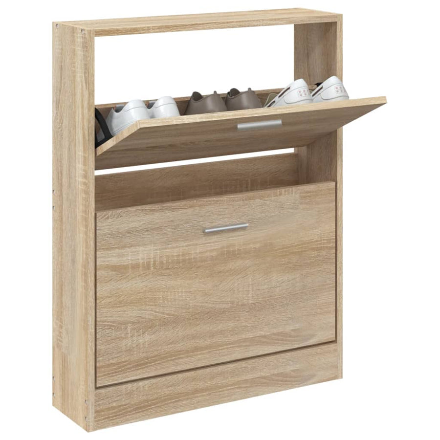 Schoenenkast 59x17x81 cm bewerkt hout eikenkleurig 59 x 17 x 81 cm Eiken