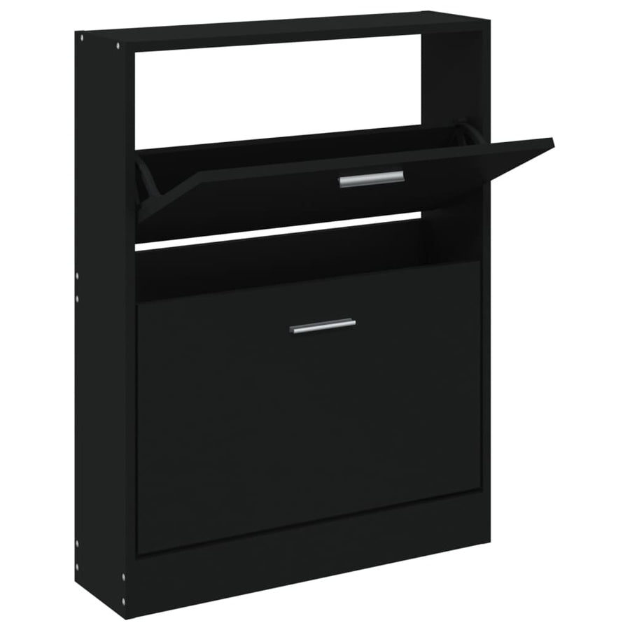 Schoenenkast 59x17x81 cm bewerkt hout zwart 59 x 17 x 81 cm Zwart