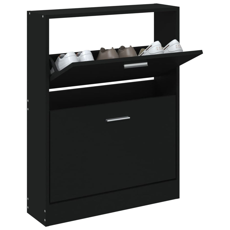 Schoenenkast 59x17x81 cm bewerkt hout zwart 59 x 17 x 81 cm Zwart