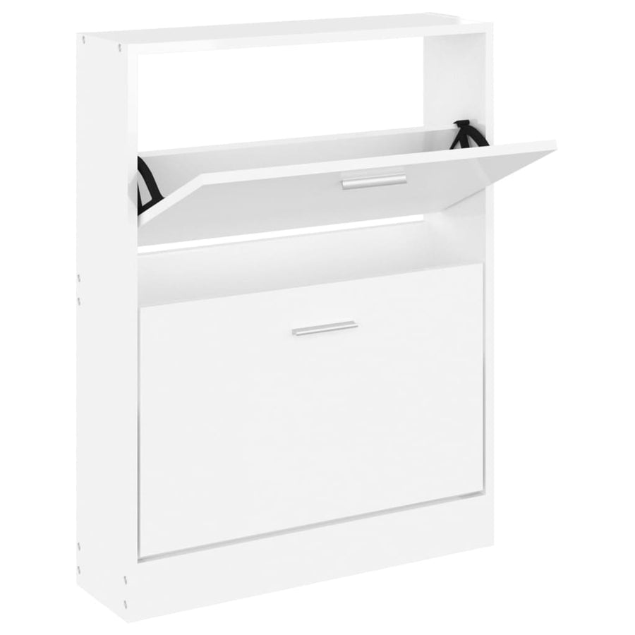 Schoenenkast 59x17x81 cm bewerkt hout hoogglans wit 59 x 17 x 81 cm Hoogglans wit