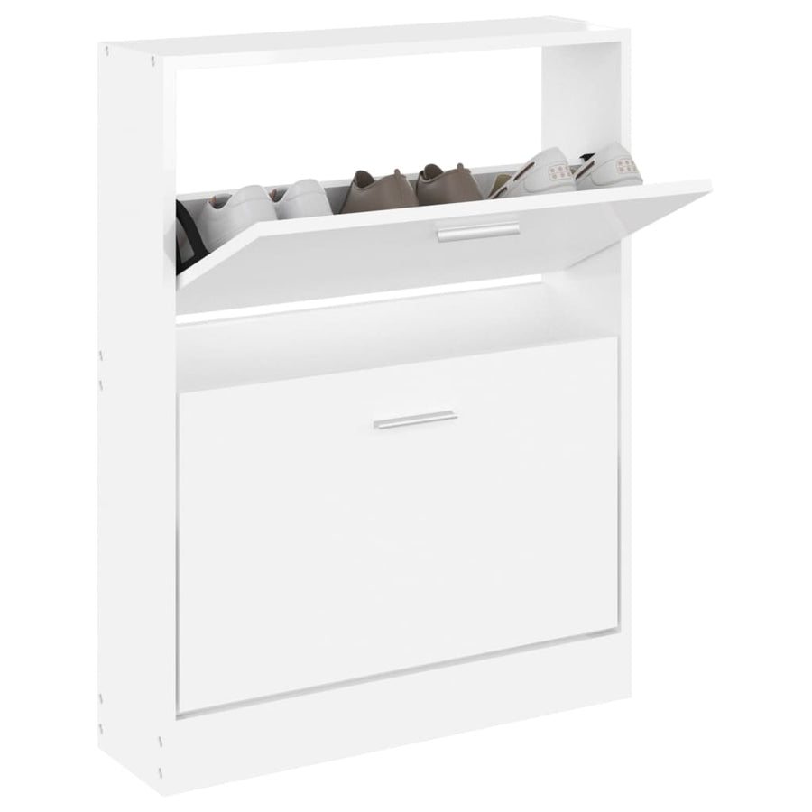Schoenenkast 59x17x81 cm bewerkt hout hoogglans wit 59 x 17 x 81 cm Hoogglans wit