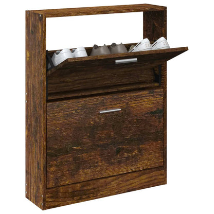 Schoenenkast 59X17X Bewerkt Hout Kleurig Gerookt Eiken 81 cm