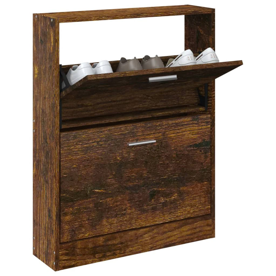 Schoenenkast 59X17X Bewerkt Hout Kleurig Gerookt Eiken 81 cm