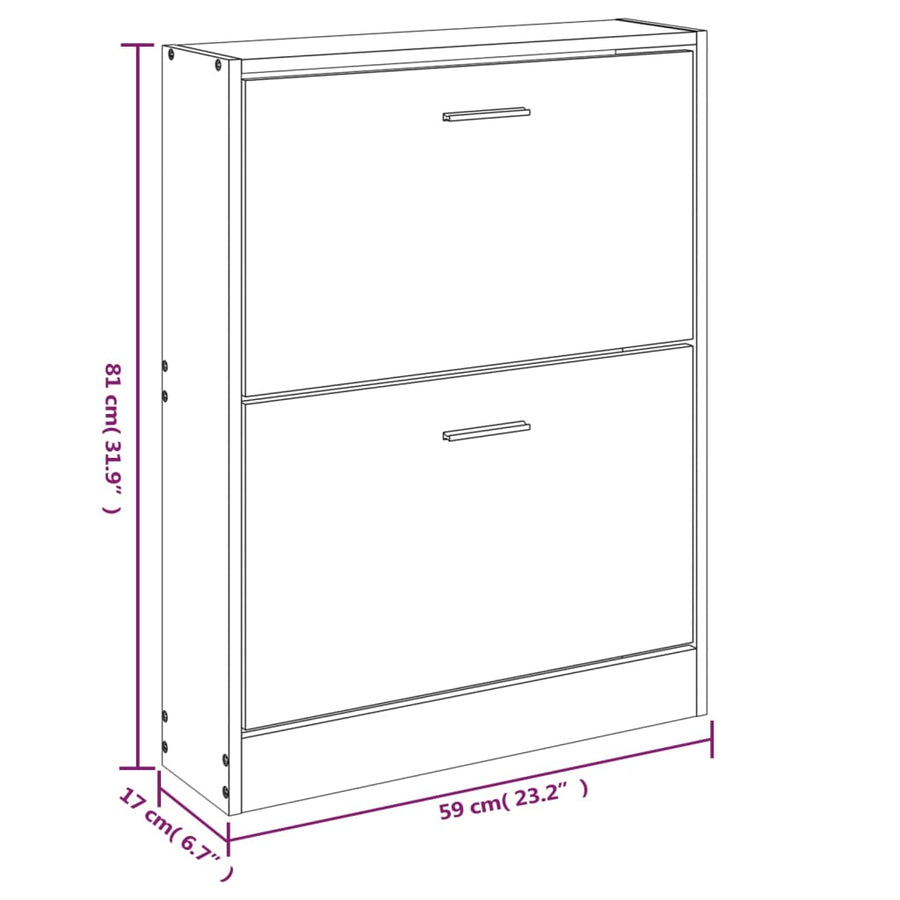 Schoenenkast 59X17X Bewerkt Hout Kleurig Gerookt Eiken 81 cm