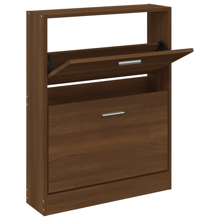 Schoenenkast 59x17x81 cm bewerkt hout bruin eikenkleur 59 x 17 x 81 cm Bruineiken