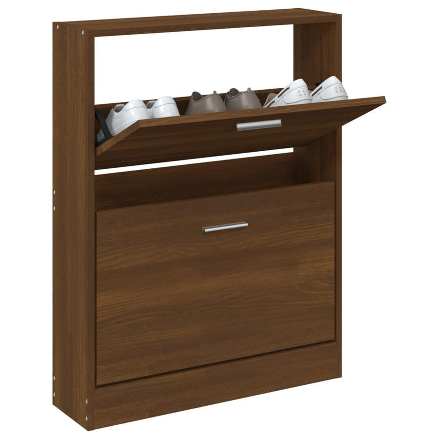 Schoenenkast 59x17x81 cm bewerkt hout bruin eikenkleur 59 x 17 x 81 cm Bruineiken