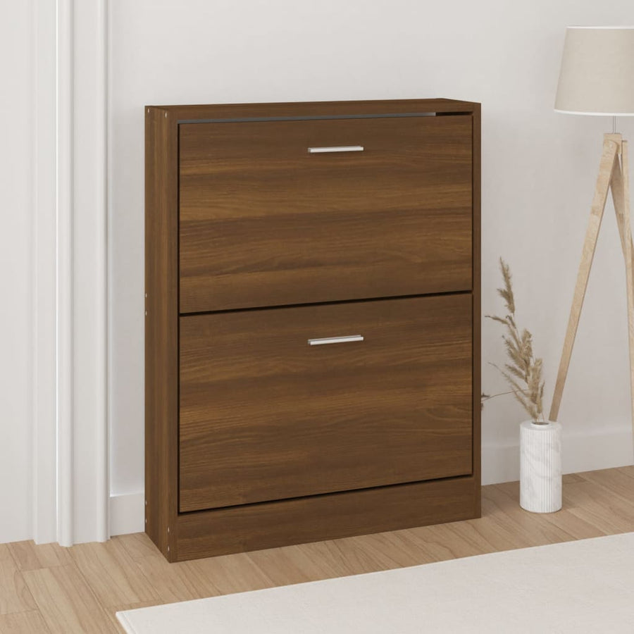 Schoenenkast 59x17x81 cm bewerkt hout bruin eikenkleur 59 x 17 x 81 cm Bruineiken