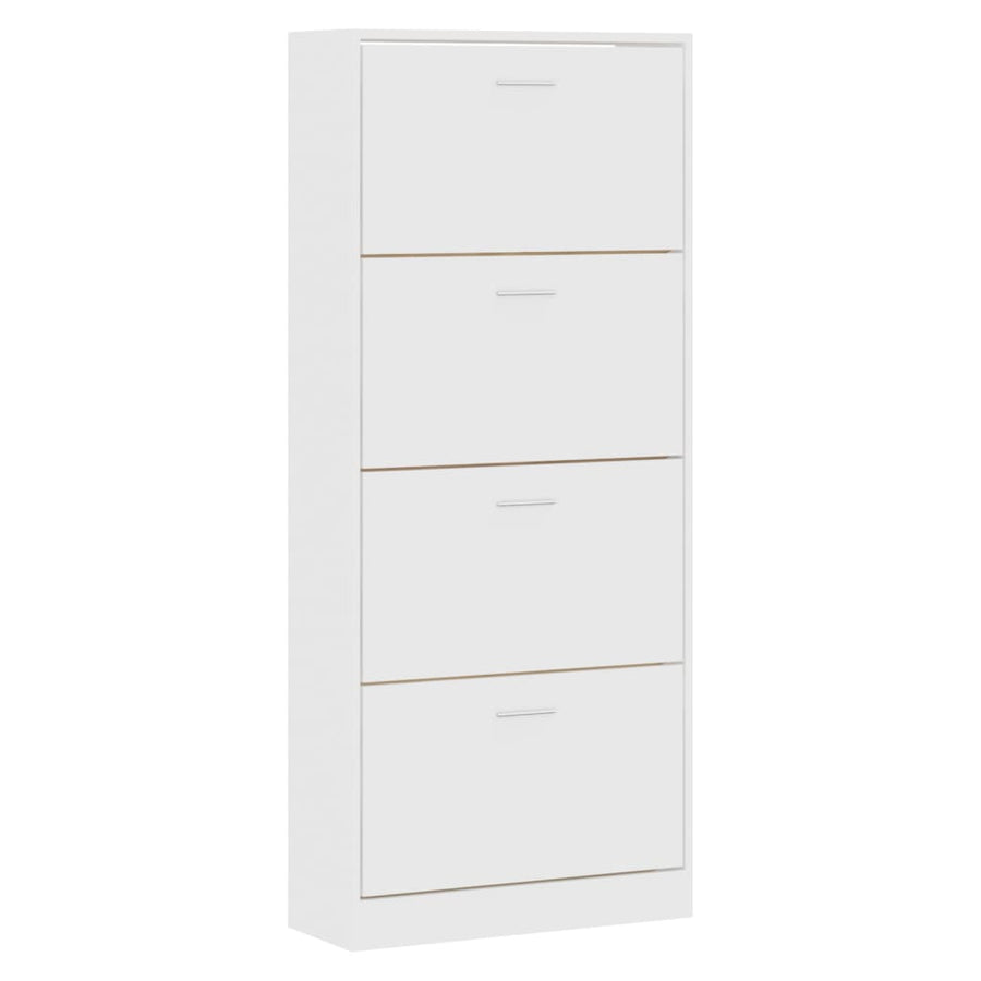 Schoenenkast 63X24X147 Cm Bewerkt Hout Wit Bruin Eikenkleur