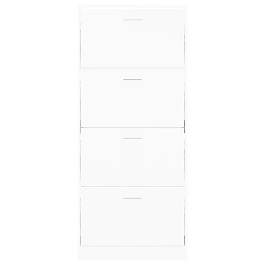 Schoenenkast 63X24X147 Cm Bewerkt Hout Wit Bruin Eikenkleur